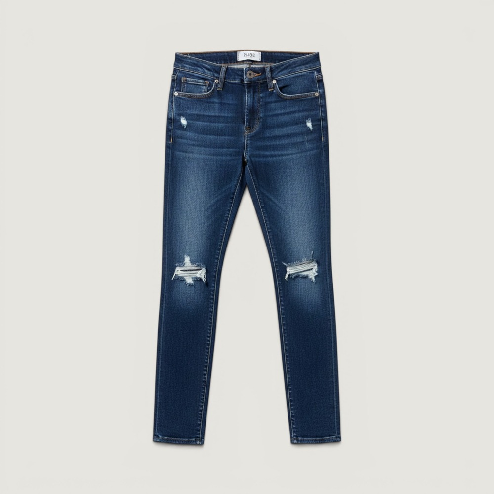 PAIGE Verdugo Ultra Skinny Jeans Womens 26 Blue Excellent‎ Distressed Knee